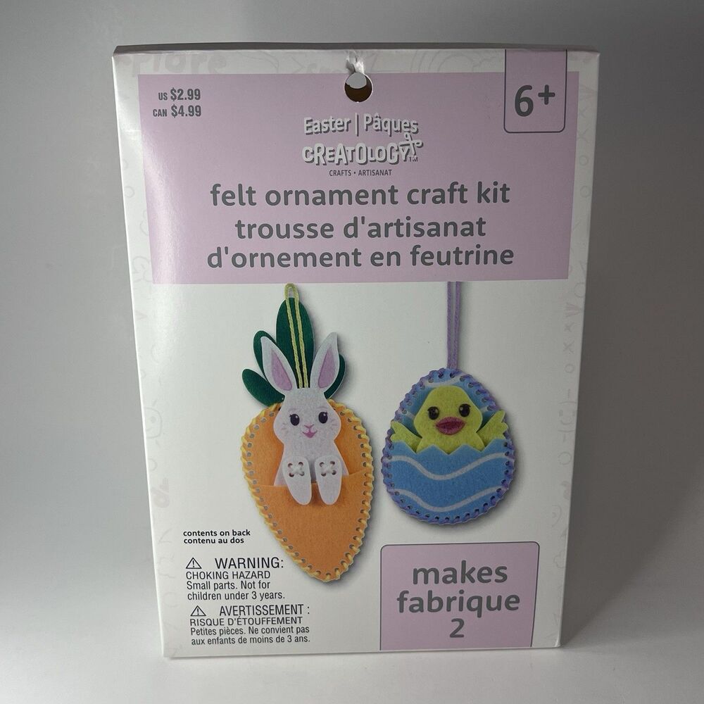 Creatology Easter Felt Ornament Craft Kit Bunny Chick Makes 2 - NEW